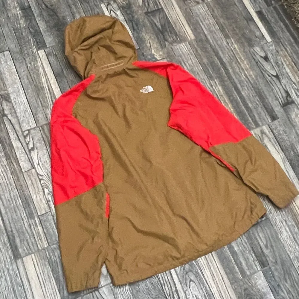 🔥🔥 THE NORTH FACE HyVENT Jacket Hooded Men’s Sz Large - Tan & Reddish‎ Orange
